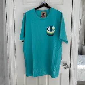 Champion Unisex‎ Aqua Blue Crewneck Tee Size XXL